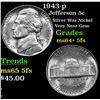 Image 1 : 1943-p Jefferson Nickel 5c Grades Choice Unc+ 5fs