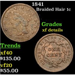 1841 Braided Hair Large Cent 1c Grades xf details