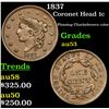 Image 1 : 1837 Coronet Head Large Cent 1c Grades Select AU