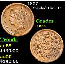 1857 Braided Hair Large Cent 1c Grades Choice AU
