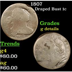 1807 Draped Bust Large Cent 1c Grades g details