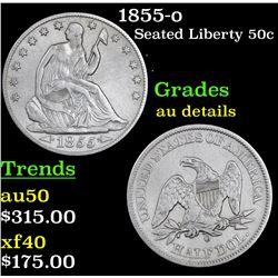 1855-o Seated Half Dollar 50c Grades AU Details