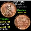 Image 1 : 1909 VDB Lincoln Cent 1c Grades Choice+ Unc RB