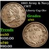 Image 1 : 1863 Army & Navy Civil War Token 1c Grades xf+