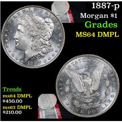 1887-p Morgan Dollar $1 Grades Choice Unc DMPL