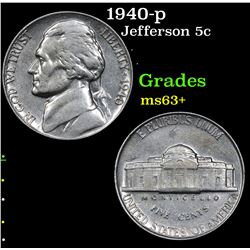 1940-p Jefferson Nickel 5c Grades Select+ Unc