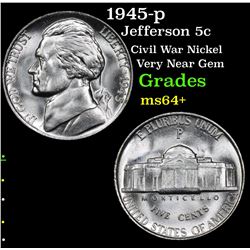 1945-p Jefferson Nickel 5c Grades Choice+ Unc