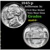 Image 1 : 1945-p Jefferson Nickel 5c Grades Choice+ Unc