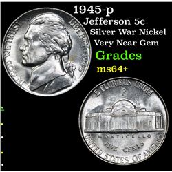 1945-p Jefferson Nickel 5c Grades Choice+ Unc
