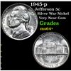 Image 1 : 1945-p Jefferson Nickel 5c Grades Choice+ Unc