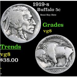 1919-s Buffalo Nickel 5c Grades vg, very good