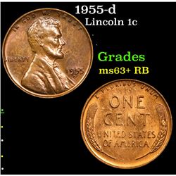 1955-d Lincoln Cent 1c Grades Select+ Unc RB