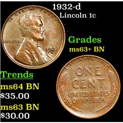 1932-d Lincoln Cent 1c Grades Select+ Unc BN