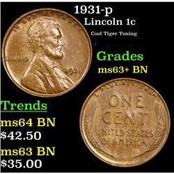 1931-p Lincoln Cent 1c Grades Select+ Unc BN