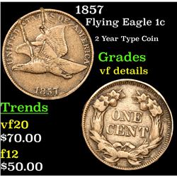 1857 Flying Eagle Cent 1c Grades vf details