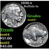 Image 1 : 1936-s Buffalo Nickel 5c Grades Select+ Unc