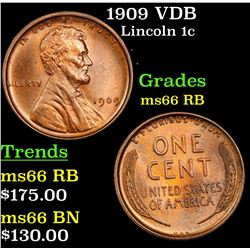1909 VDB Lincoln Cent 1c Grades GEM+ Unc RB
