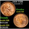 Image 1 : 1909 VDB Lincoln Cent 1c Grades GEM+ Unc RB