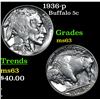 Image 1 : 1936-p Buffalo Nickel 5c Grades Select Unc