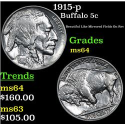 1915-p Buffalo Nickel 5c Grades Choice Unc