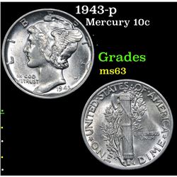 1943-p Mercury Dime 10c Grades Select Unc