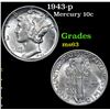 Image 1 : 1943-p Mercury Dime 10c Grades Select Unc