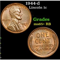 1944-d Lincoln Cent 1c Grades Gem+ Unc RB