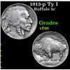 Image 1 : 1913-p Ty I Buffalo Nickel 5c Grades vf++