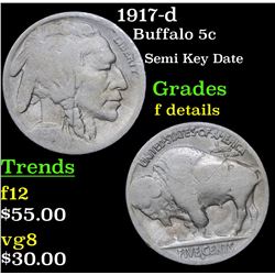 1917-d Buffalo Nickel 5c Grades f details