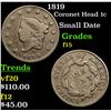 Image 1 : 1819 Coronet Head Large Cent 1c Grades f+