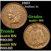 Image 1 : 1907 Indian Cent 1c Grades Select+ Unc BN