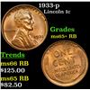 Image 1 : 1933-p Lincoln Cent 1c Grades Gem+ Unc RB