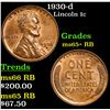 Image 1 : 1930-d Lincoln Cent 1c Grades Gem+ Unc RB