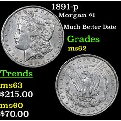 1891-p Morgan Dollar $1 Grades Select Unc