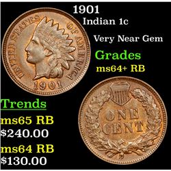 1901 Indian Cent 1c Grades Choice+ Unc RB