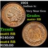 Image 1 : 1901 Indian Cent 1c Grades Choice+ Unc RB