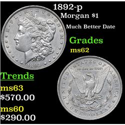 1892-p Morgan Dollar $1 Grades Select Unc
