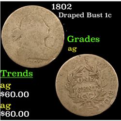1802 Draped Bust Large Cent 1c Grades ag