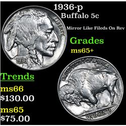 1936-p Buffalo Nickel 5c Grades GEM+ Unc