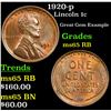Image 1 : 1920-p Lincoln Cent 1c Grades GEM Unc RB