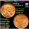 Image 1 : 1918-p Lincoln Cent 1c Grades GEM Unc RD
