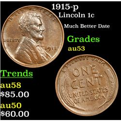 1915-p Lincoln Cent 1c Grades Select AU