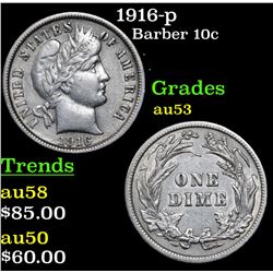 1916-p Barber Dime 10c Grades Select AU