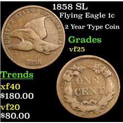 1858 SL Flying Eagle Cent 1c Grades vf+
