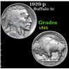 Image 1 : 1929-p Buffalo Nickel 5c Grades vf+