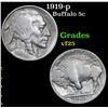 Image 1 : 1919-p Buffalo Nickel 5c Grades vf+