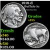 Image 1 : 1918-d Buffalo Nickel 5c Grades vf+
