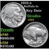 Image 1 : 1921-s Buffalo Nickel 5c Grades vf+