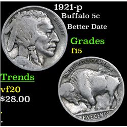 1921-p Buffalo Nickel 5c Grades f+