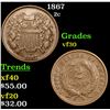 Image 1 : 1867 Two Cent Piece 2c Grades vf++